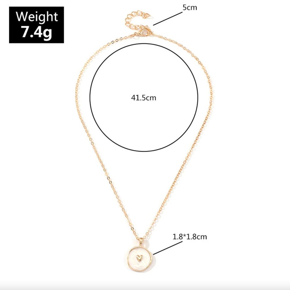 Gold and Ivory Heart Necklace • Layering Necklace • Dainty Heart Necklace - Picture 5 of 5